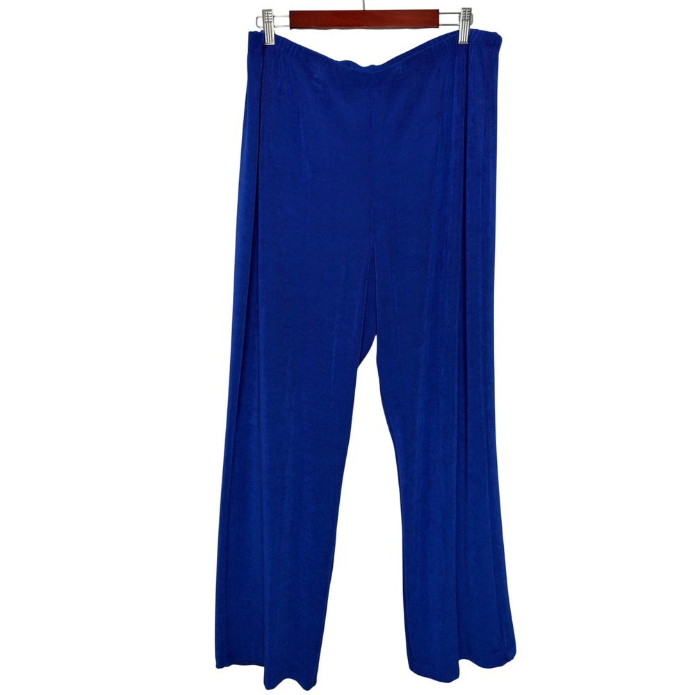 Chicos Travelers Pants Size 3 XL Blue Elastic Waist Wide Leg Wrinkle Resistant